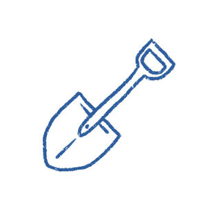 Spaten als Symbol für schweren, armen oder verdichteten Boden