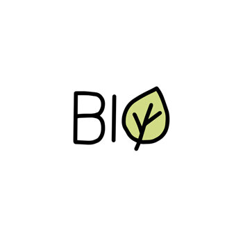 Schriftzug Bio mit Blatt als Symbol für bio-zertifiziertes Saatgut