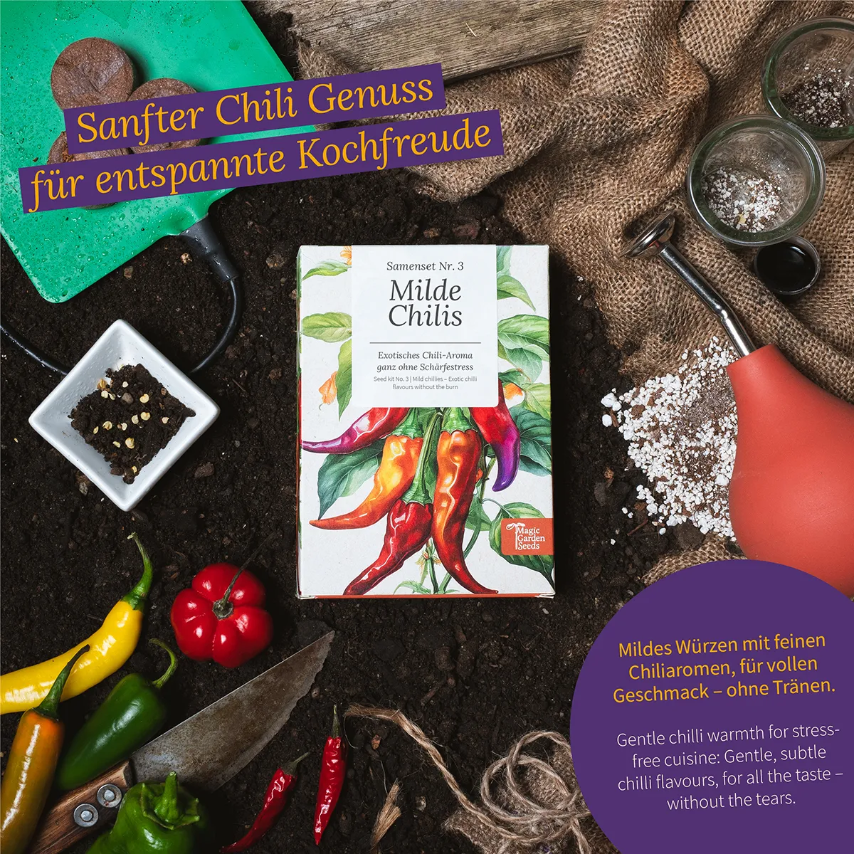 Milde Chilis: Exotisches Chili-Aroma ganz ohne Schärfe – Samenset Nr. 3